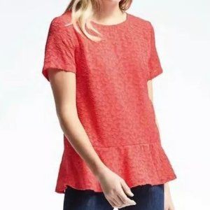 Banana Republic Coral Floral Peplum Top Blouse
